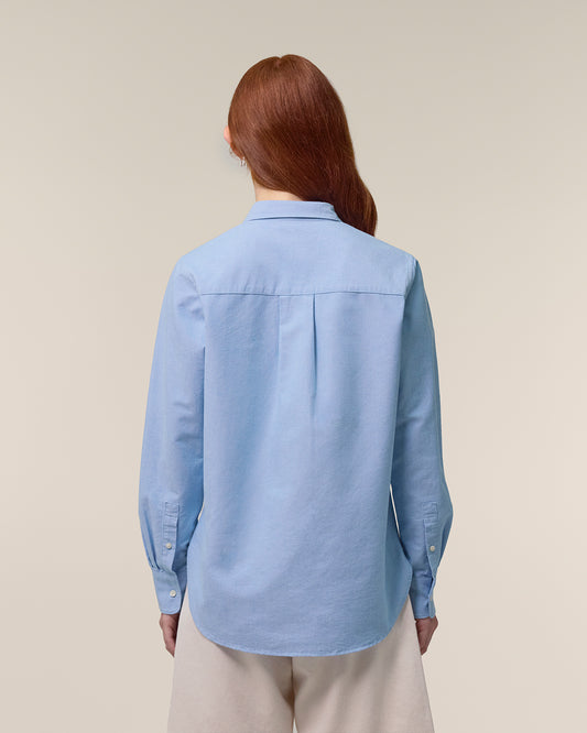 Women Oxford Shirt Smiley Embroidery