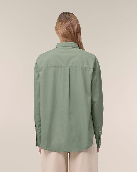 Woman Shirt Green Heart Embroidery