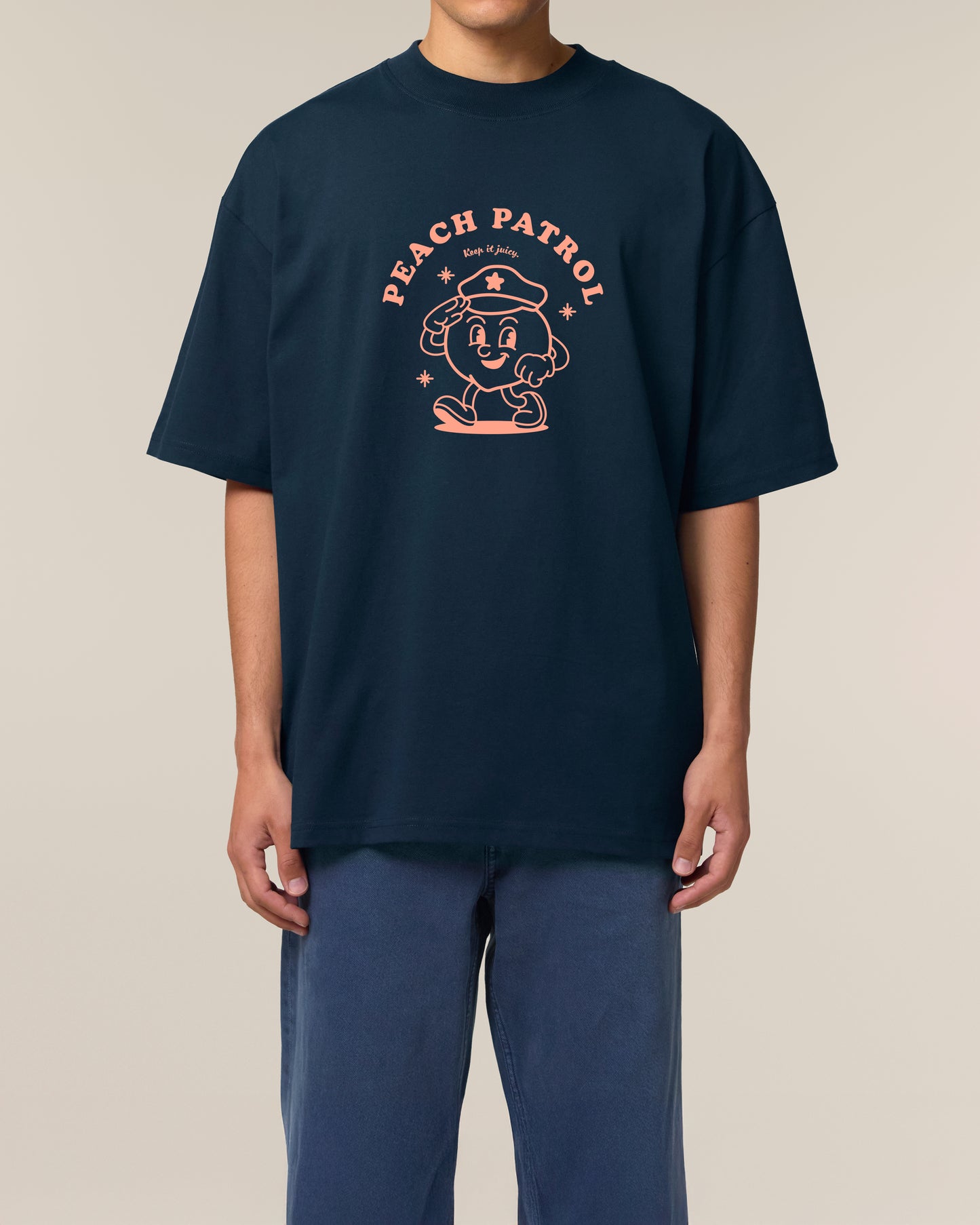 T-Shirt High Neck Frontprint Peach Patrol