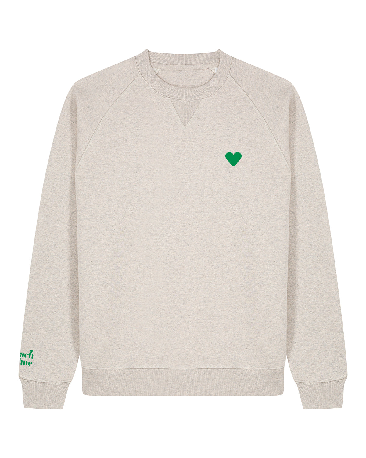 Unisex Sweatshirt Green Heart Embroidery