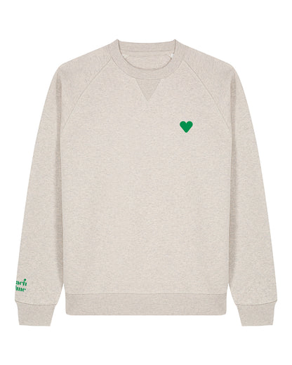 Unisex Sweatshirt Green Heart Embroidery