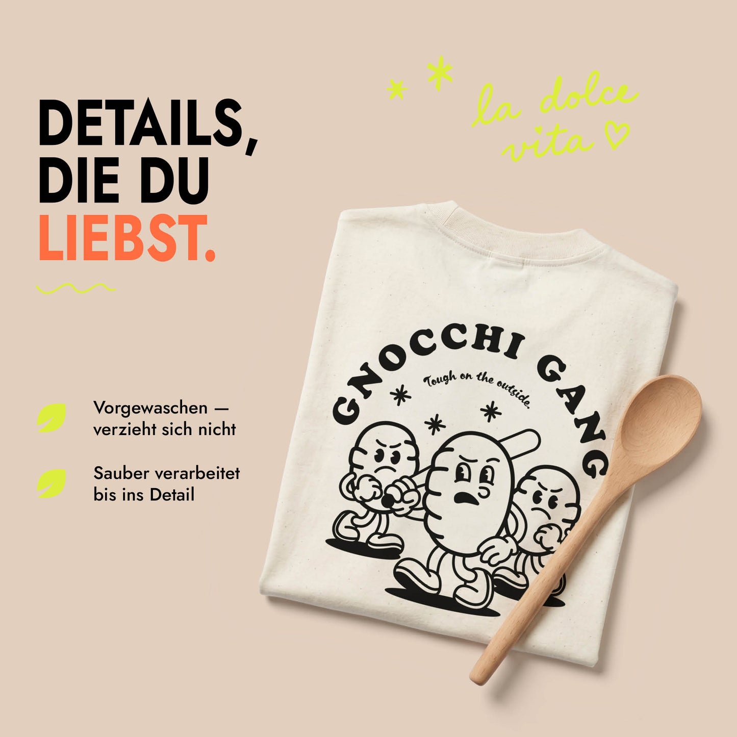 Unisex Oversized T-Shirt Gnocchi Gang Rückenprint & Stick