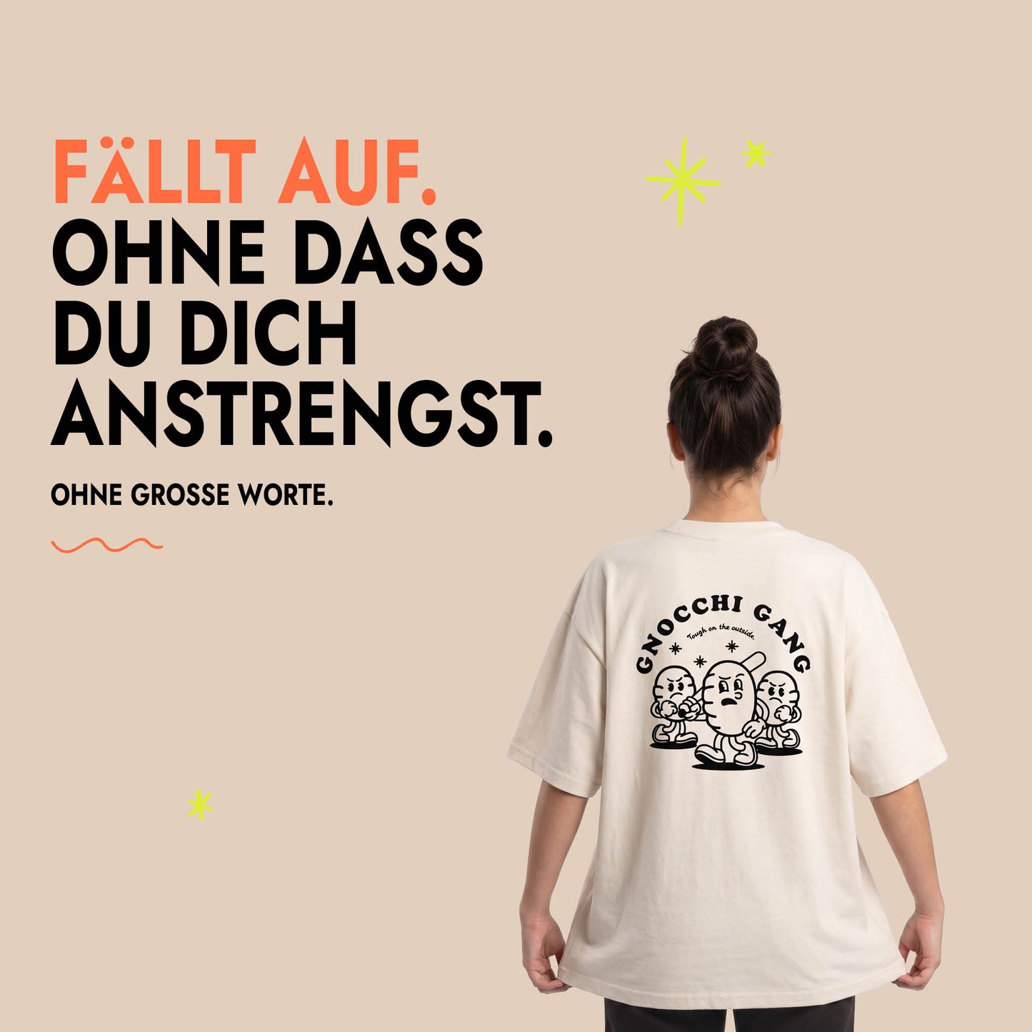 Unisex Oversized T-Shirt Gnocchi Gang Rückenprint & Stick