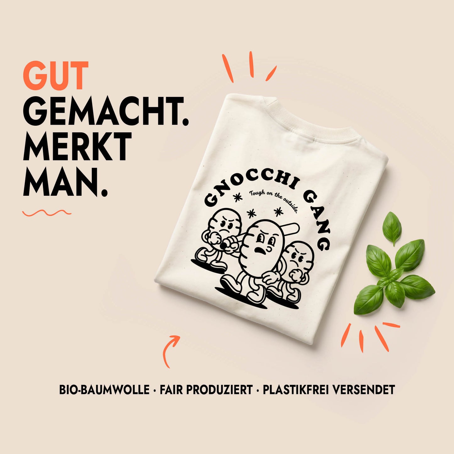 Unisex Oversized T-Shirt Gnocchi Gang Rückenprint & Stick