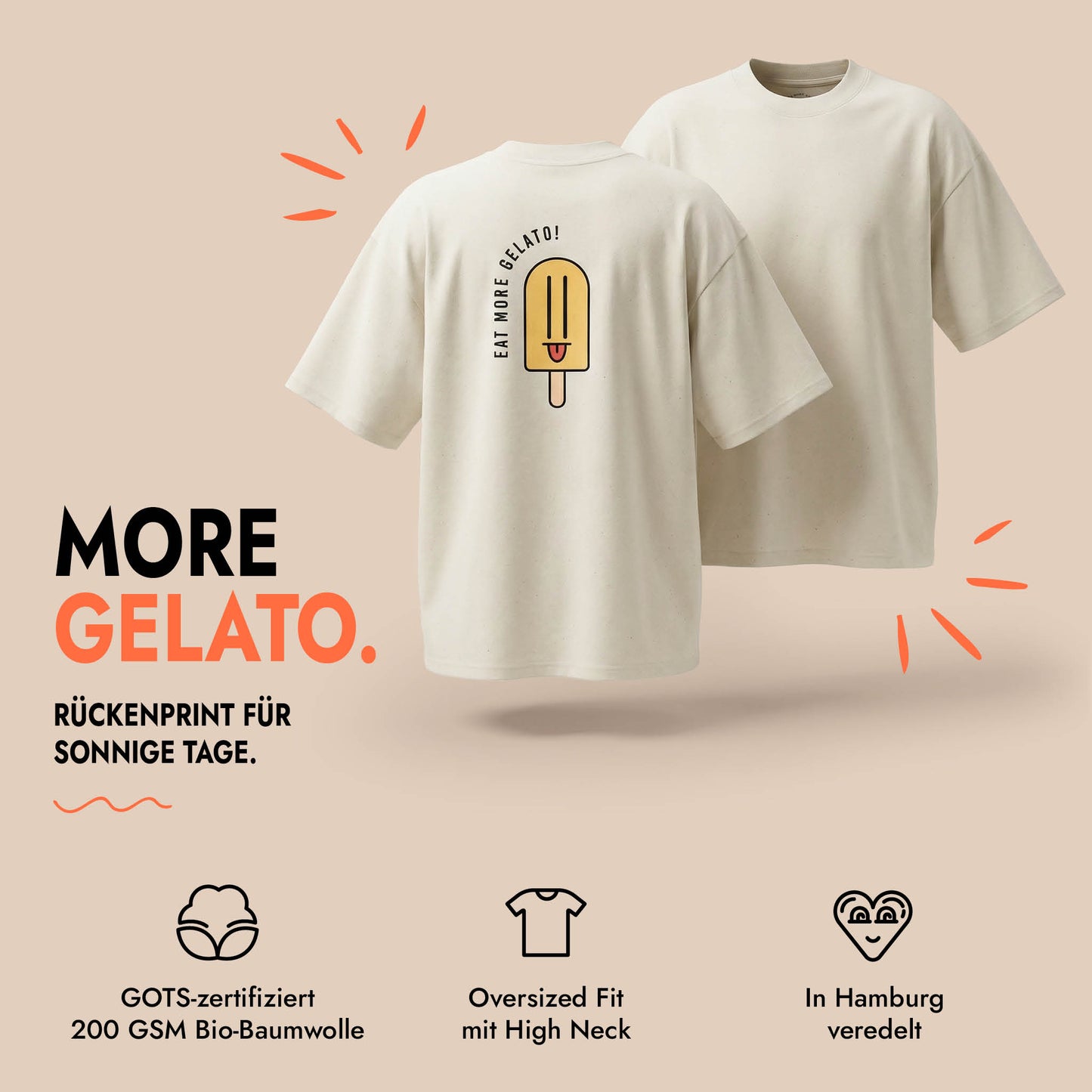 Unisex Oversized T-Shirt More Gelato Rückenprint