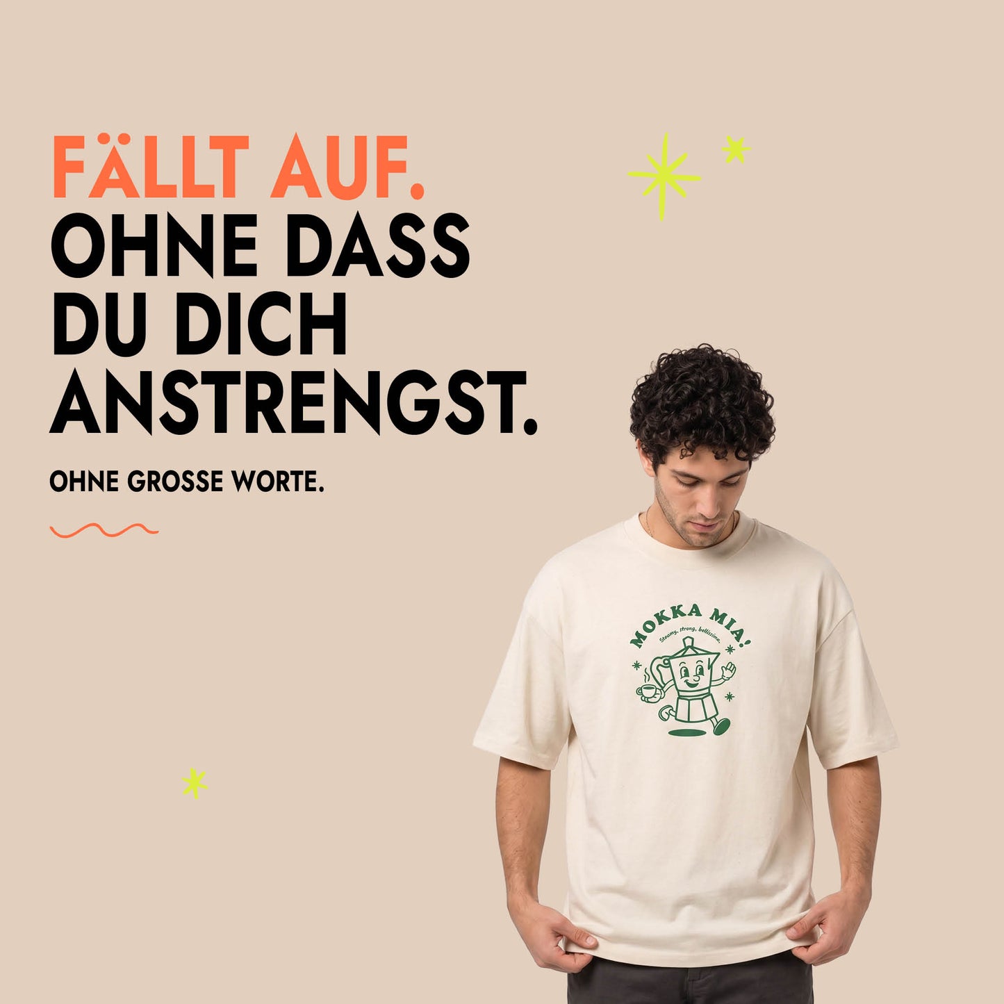 Unisex Oversized T-Shirt Mokka Mia Frontprint