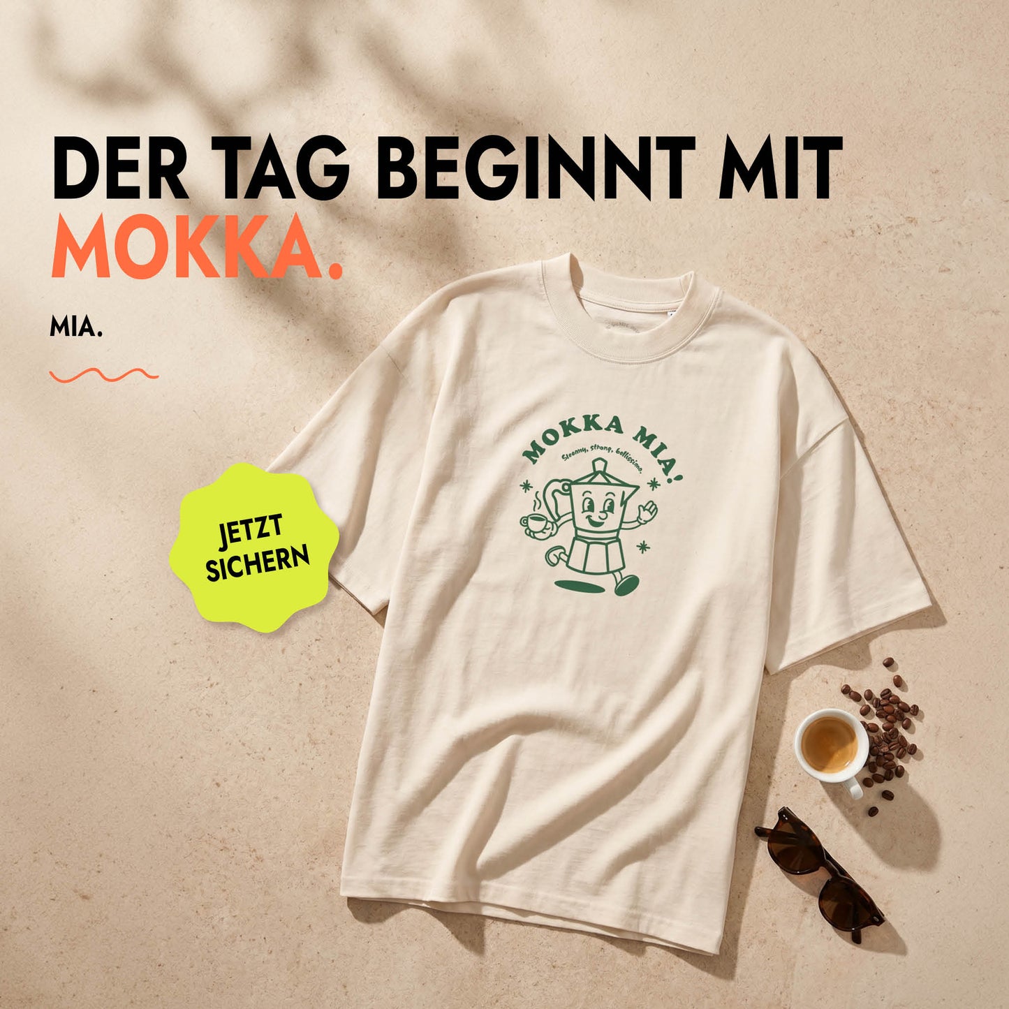 Unisex Oversized T-Shirt Mokka Mia Frontprint