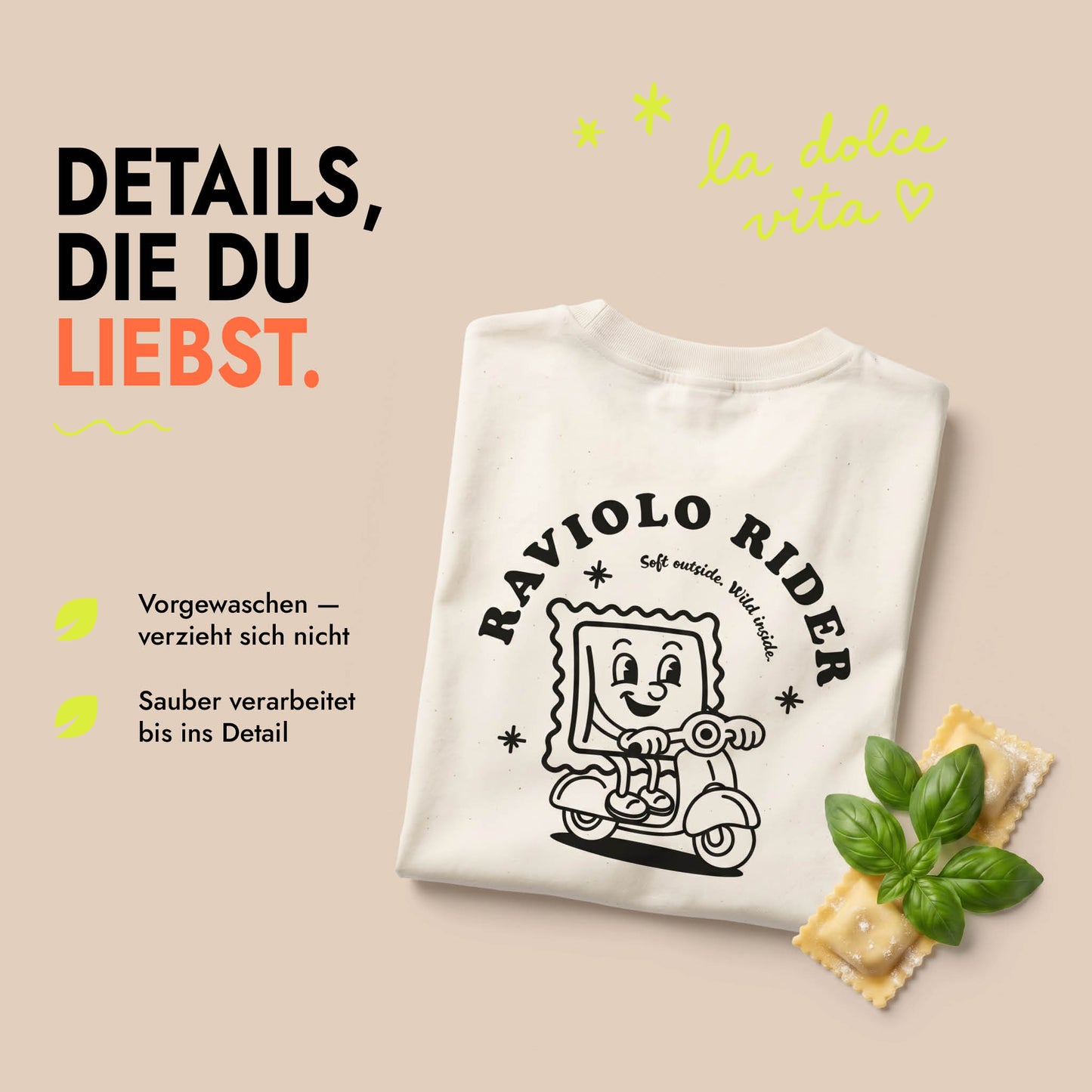 Unisex Oversized T-Shirt Raviolo Rider Rückenprint & Stick