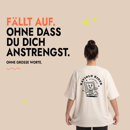 Unisex Oversized T-Shirt Raviolo Rider Rückenprint & Stick