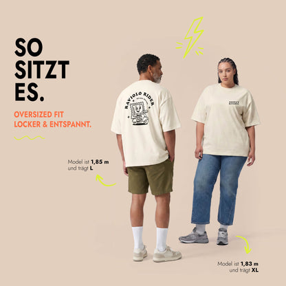 Unisex Oversized T-Shirt Raviolo Rider Rückenprint & Stick