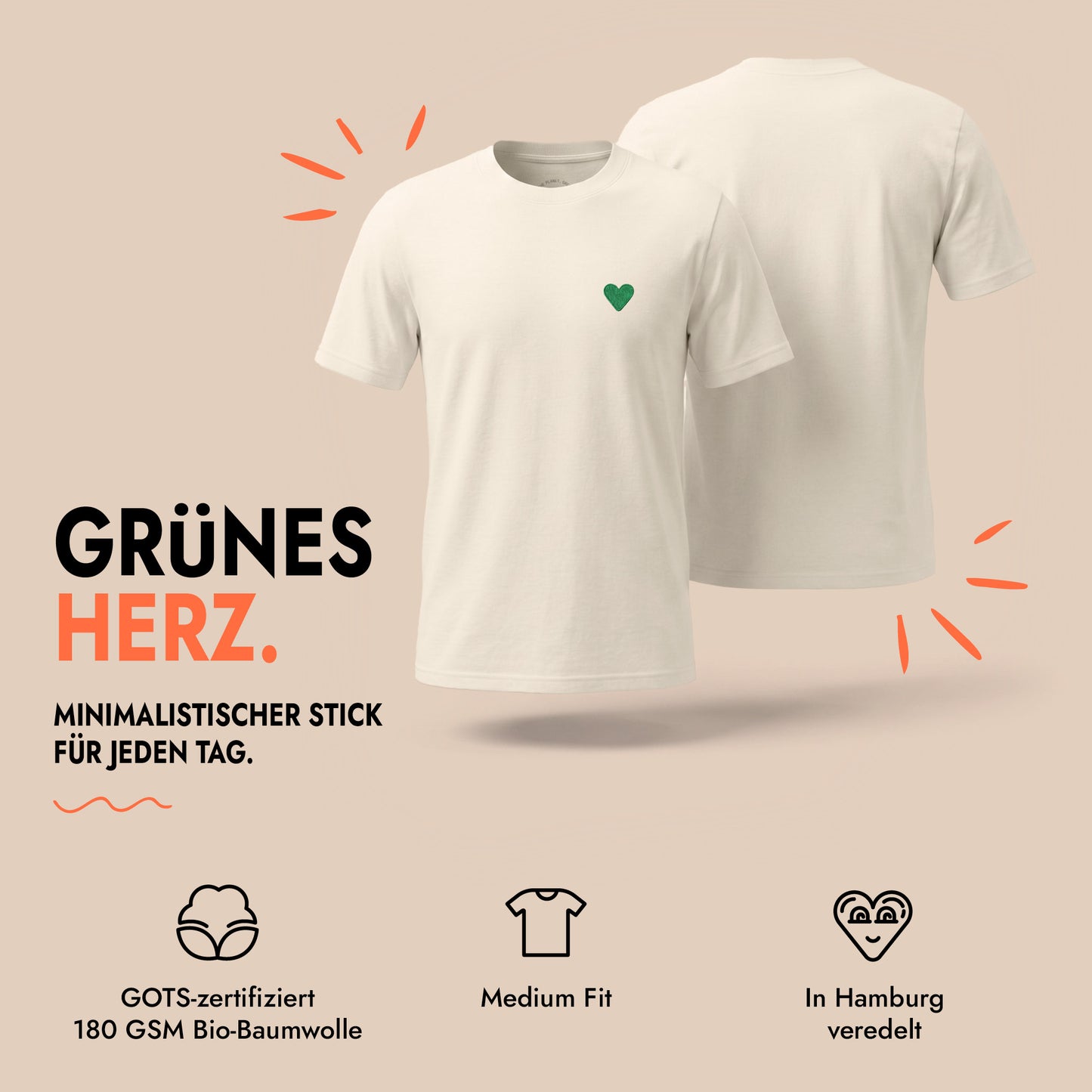 Unisex T-Shirt Green Heart Stick