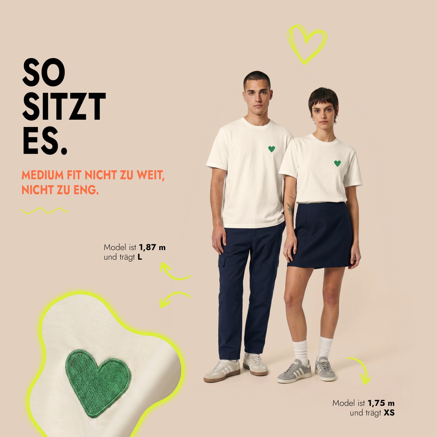 Unisex T-Shirt Green Heart Stick