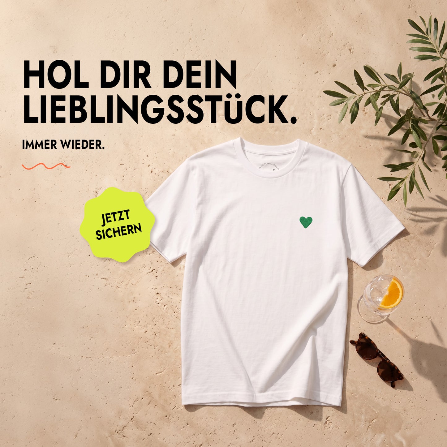 Unisex T-Shirt Green Heart Stick