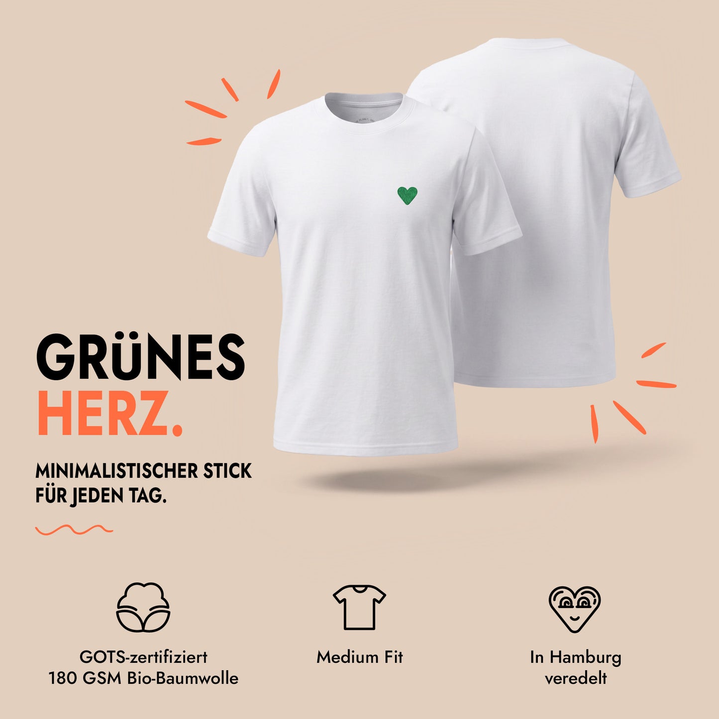 Unisex T-Shirt Green Heart Stick