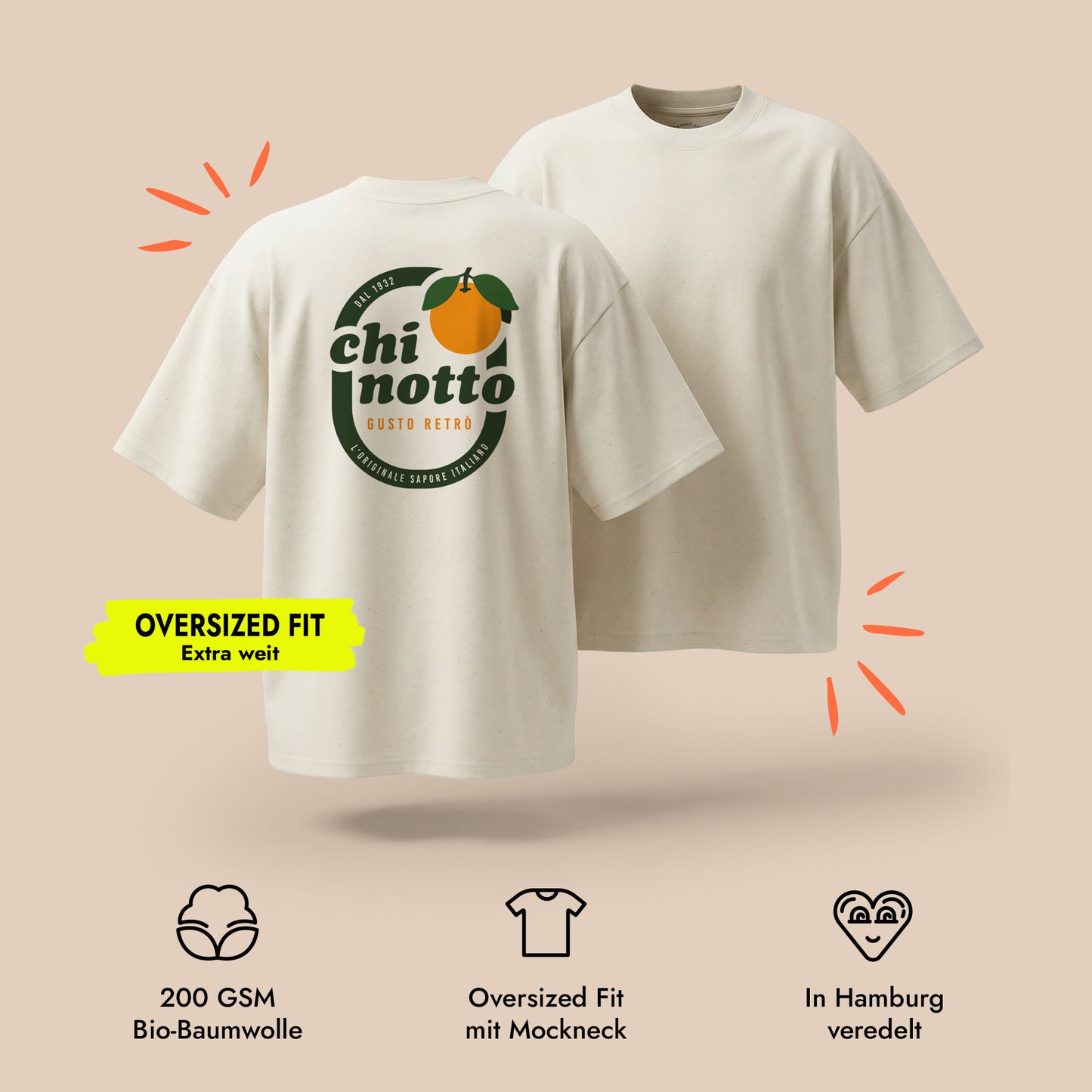 Unisex Oversized T-Shirt Chinotto Rückenprint