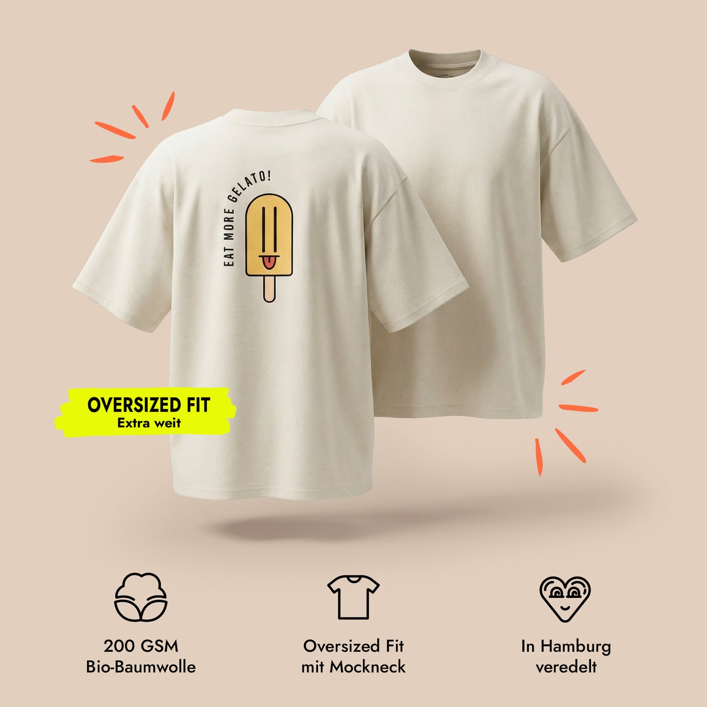 Unisex Oversized T-Shirt More Gelato Rückenprint