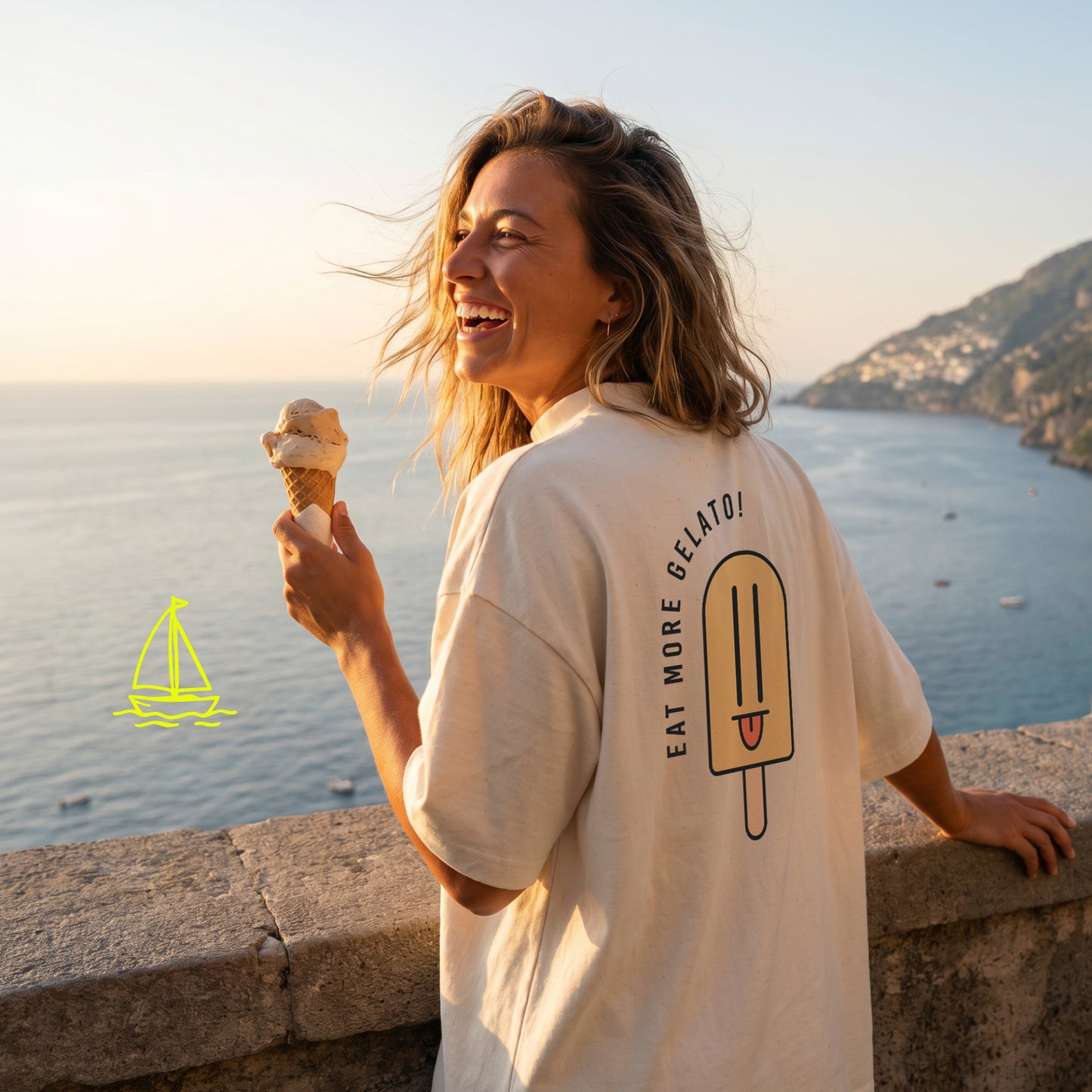 Unisex Oversized T-Shirt More Gelato Rückenprint