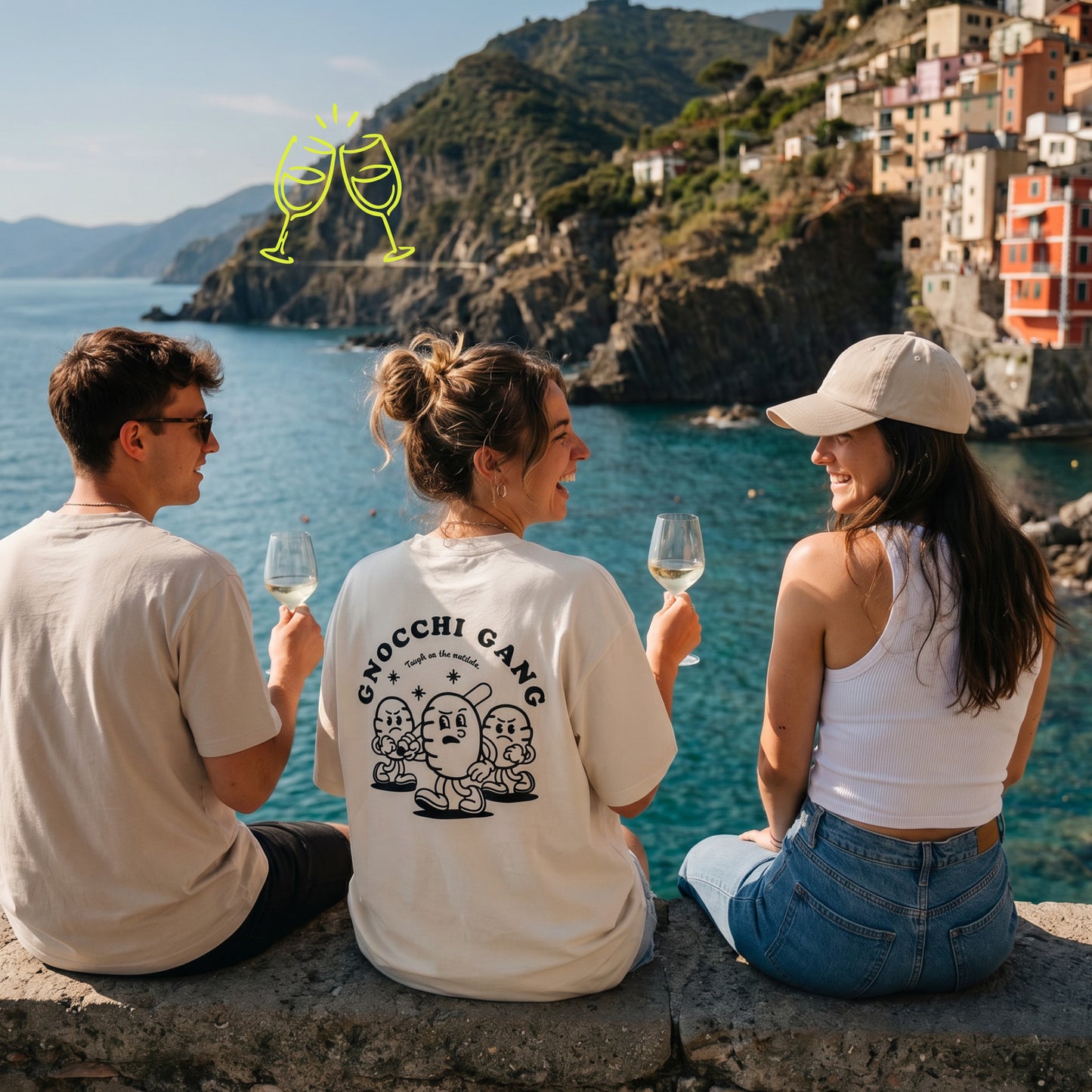 Unisex Oversized T-Shirt Gnocchi Gang Rückenprint & Stick