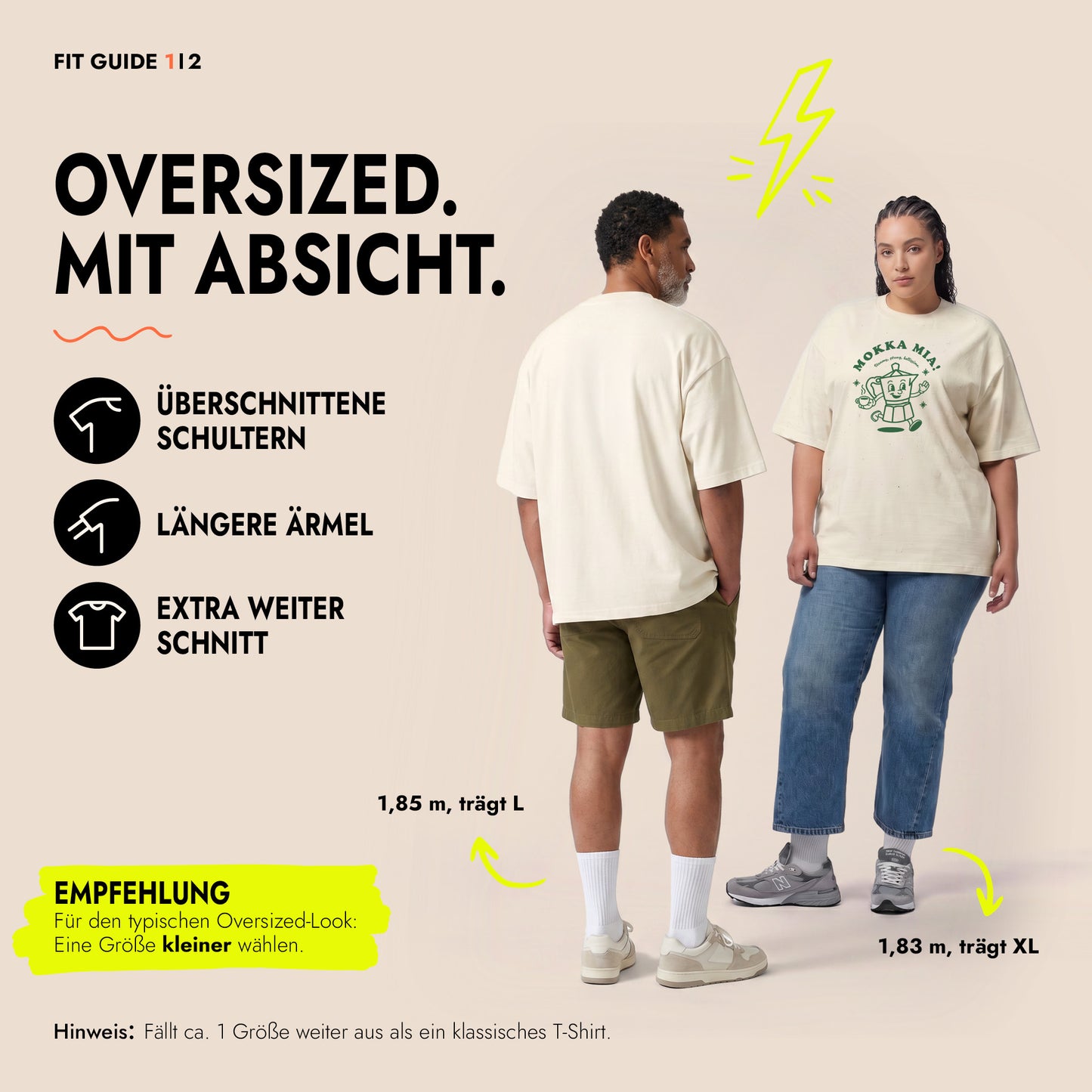 Unisex Oversized T-Shirt Mokka Mia Frontprint