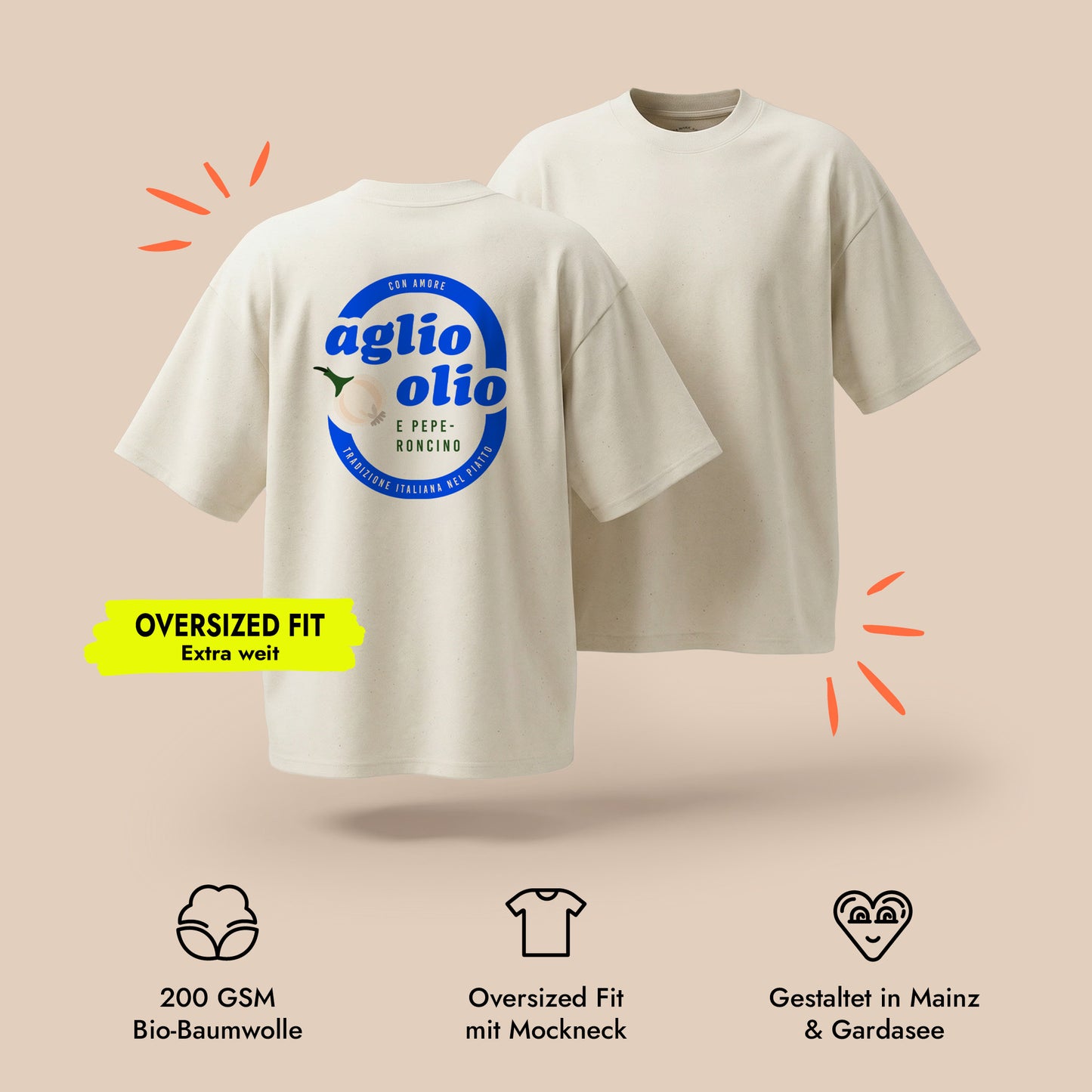 Unisex Oversized T-Shirt Aglio Olio Rückenprint