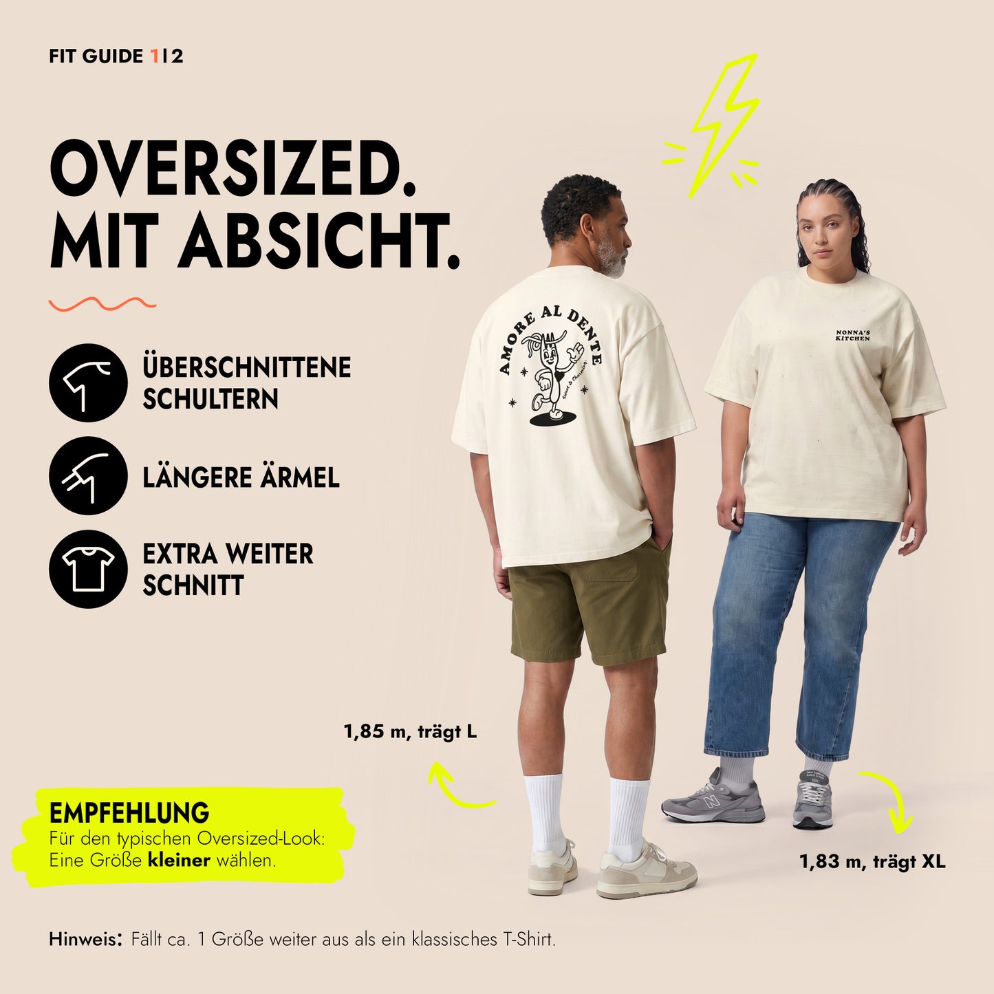 Unisex Oversized T-Shirt Amore al Dente Rückenprint & Stick