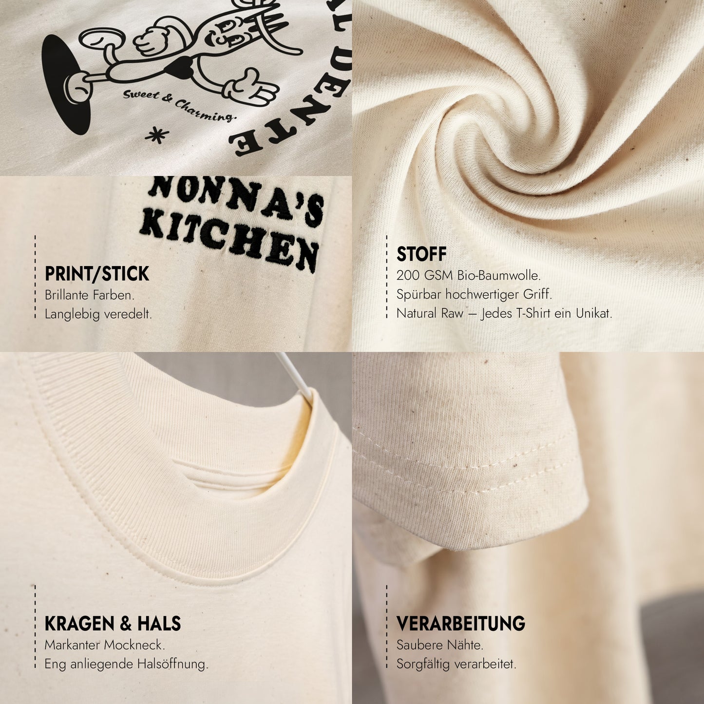 Unisex Oversized T-Shirt Amore al Dente Rückenprint & Stick