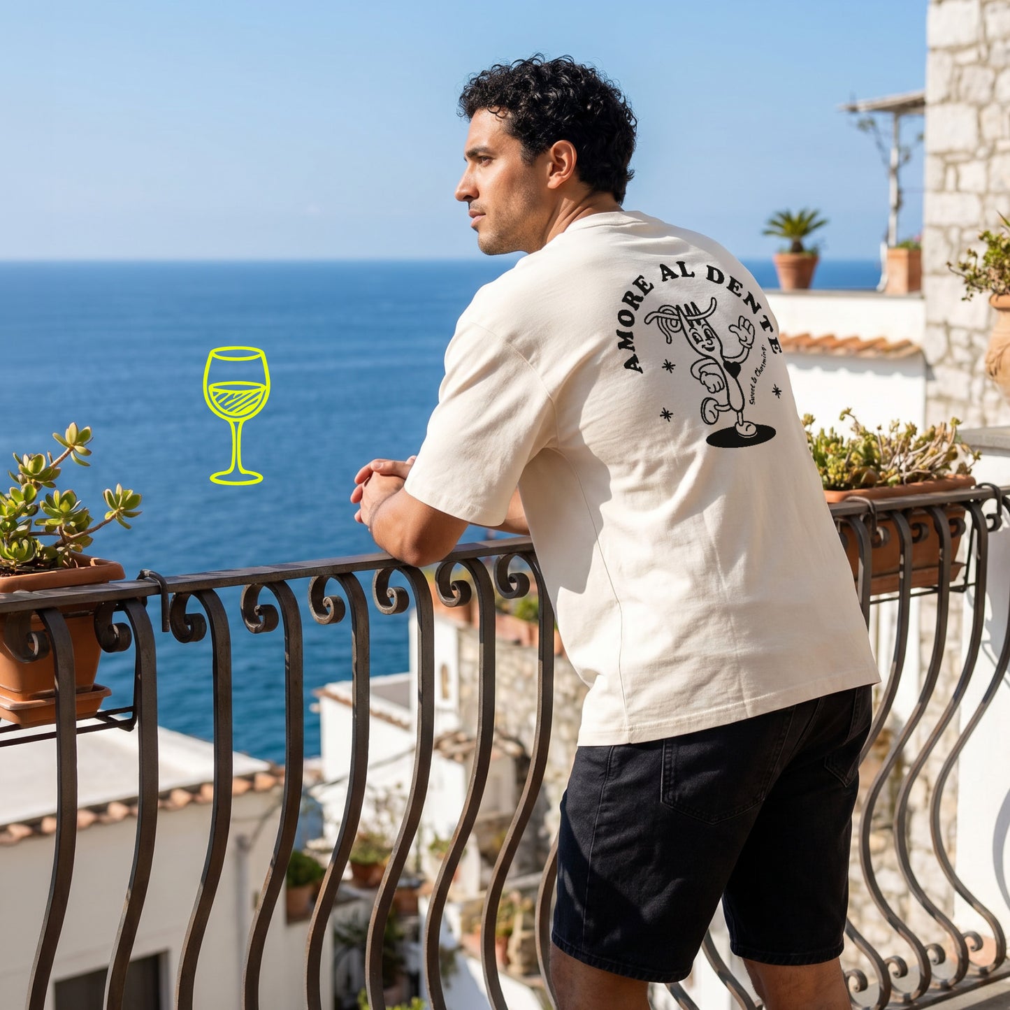 Unisex Oversized T-Shirt Amore al Dente Rückenprint & Stick