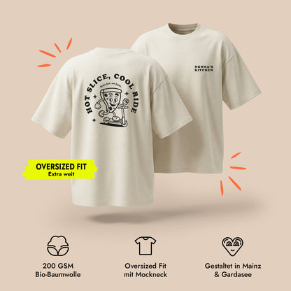 Unisex Oversized T-Shirt Pizza Rider Rückenprint & Stick
