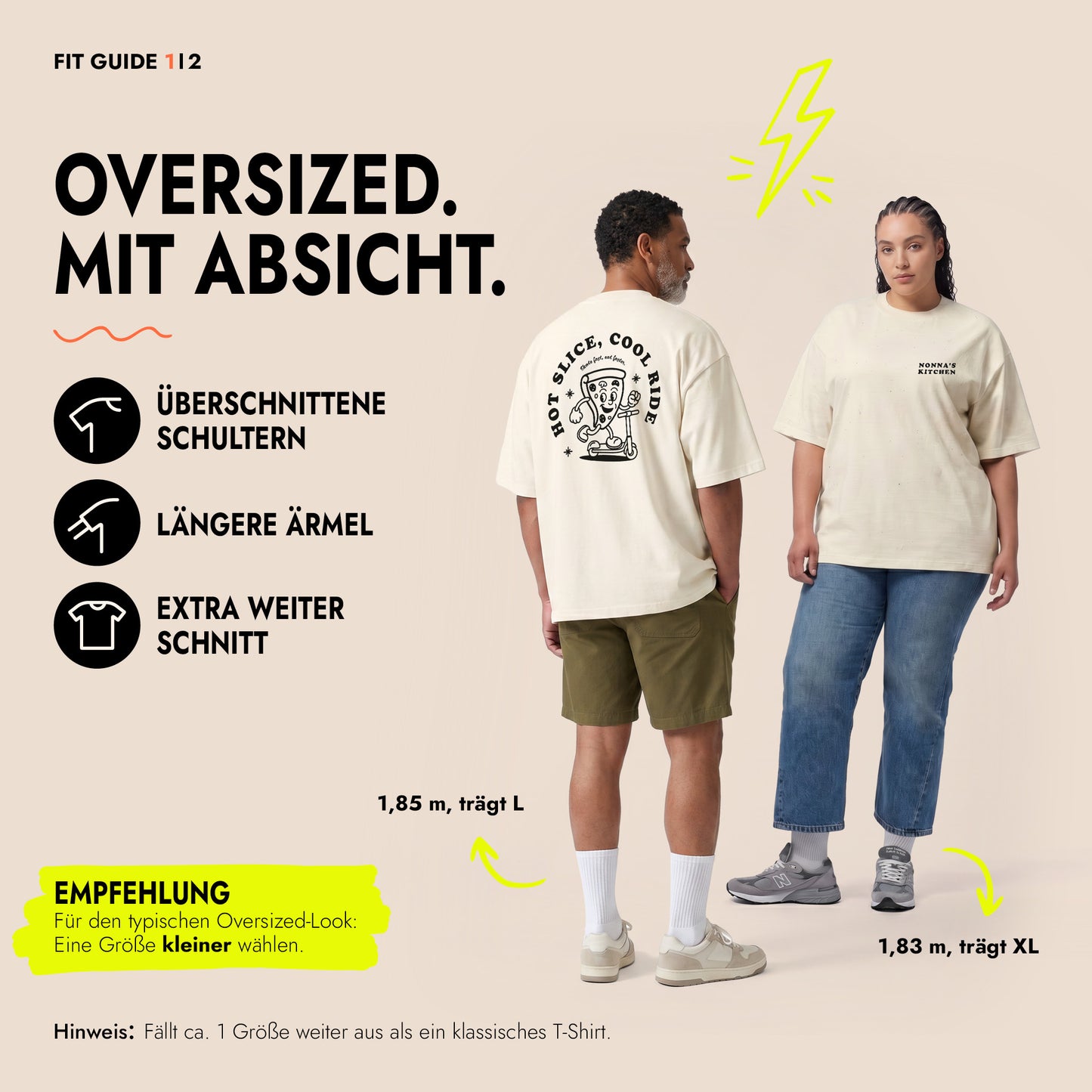 Unisex Oversized T-Shirt Pizza Rider Rückenprint & Stick