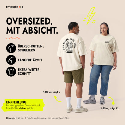 Unisex Oversized T-Shirt Pizza Rider Rückenprint & Stick