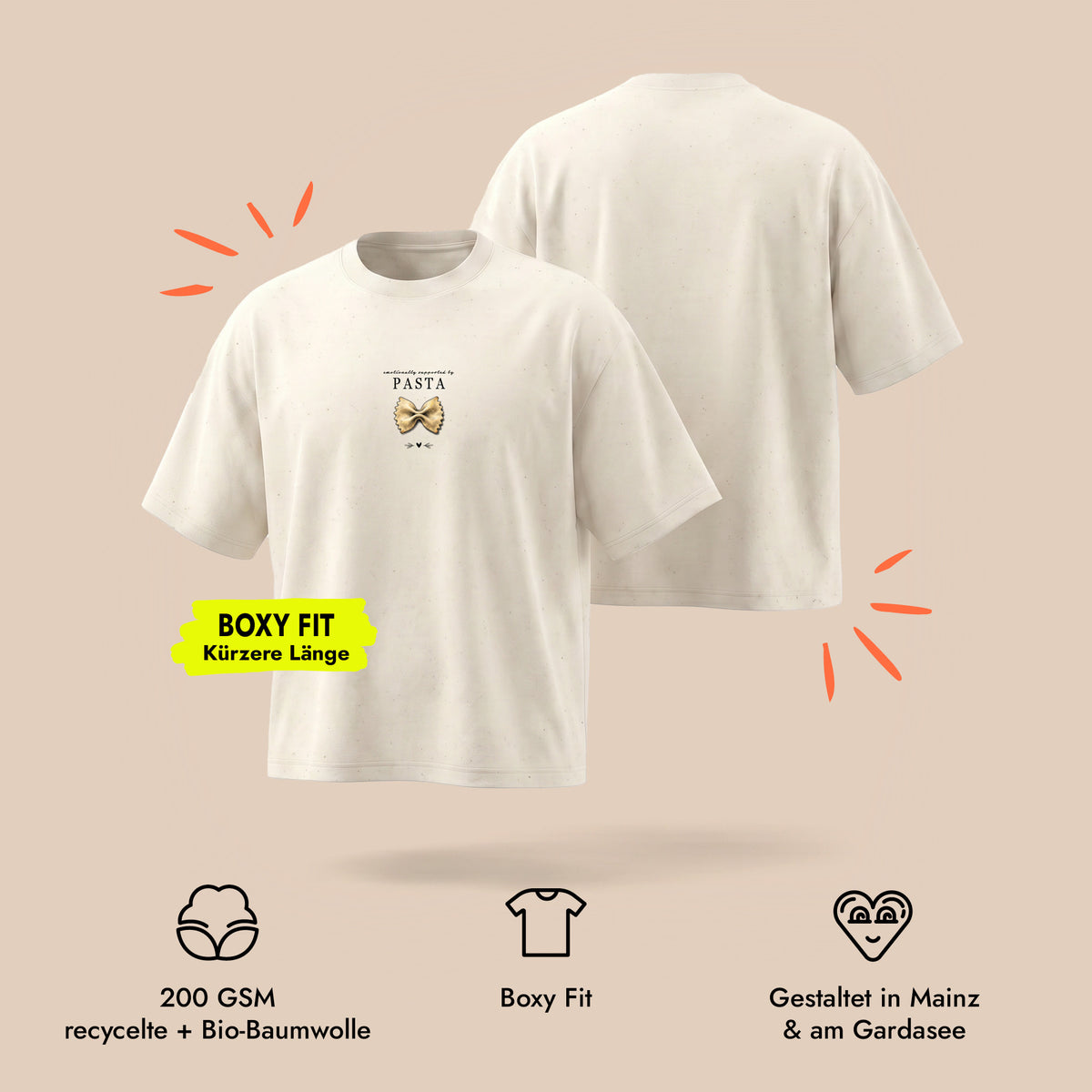 Unisex Boxy T-Shirt Pasta Therapy Frontprint