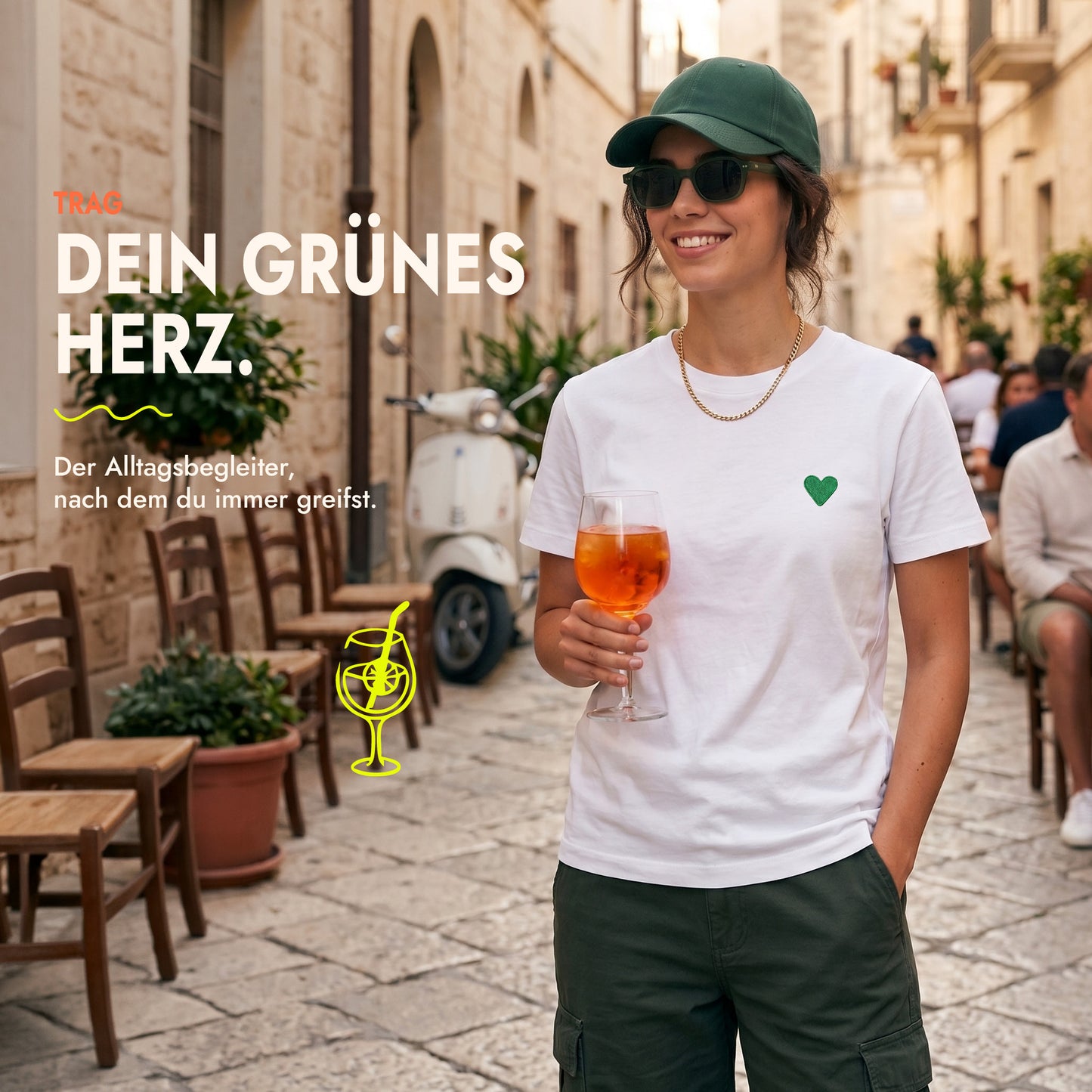Unisex T-Shirt Green Heart Stick