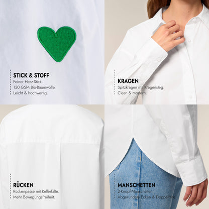 Damen Hemd Green Heart Stick