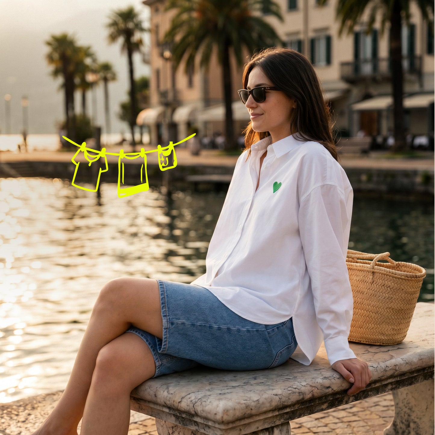 Damen Hemd Green Heart Stick