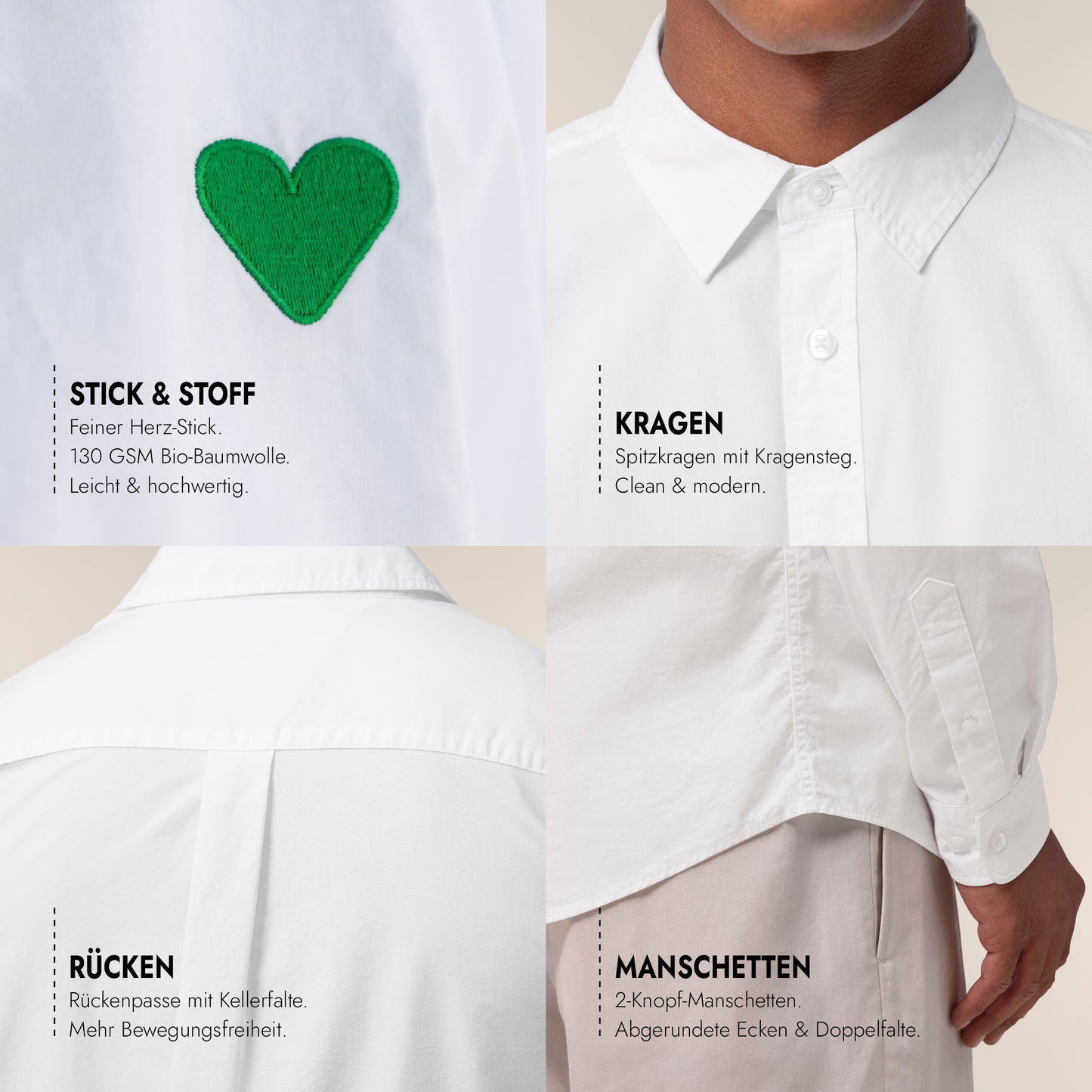 Herren Hemd Green Heart Stick