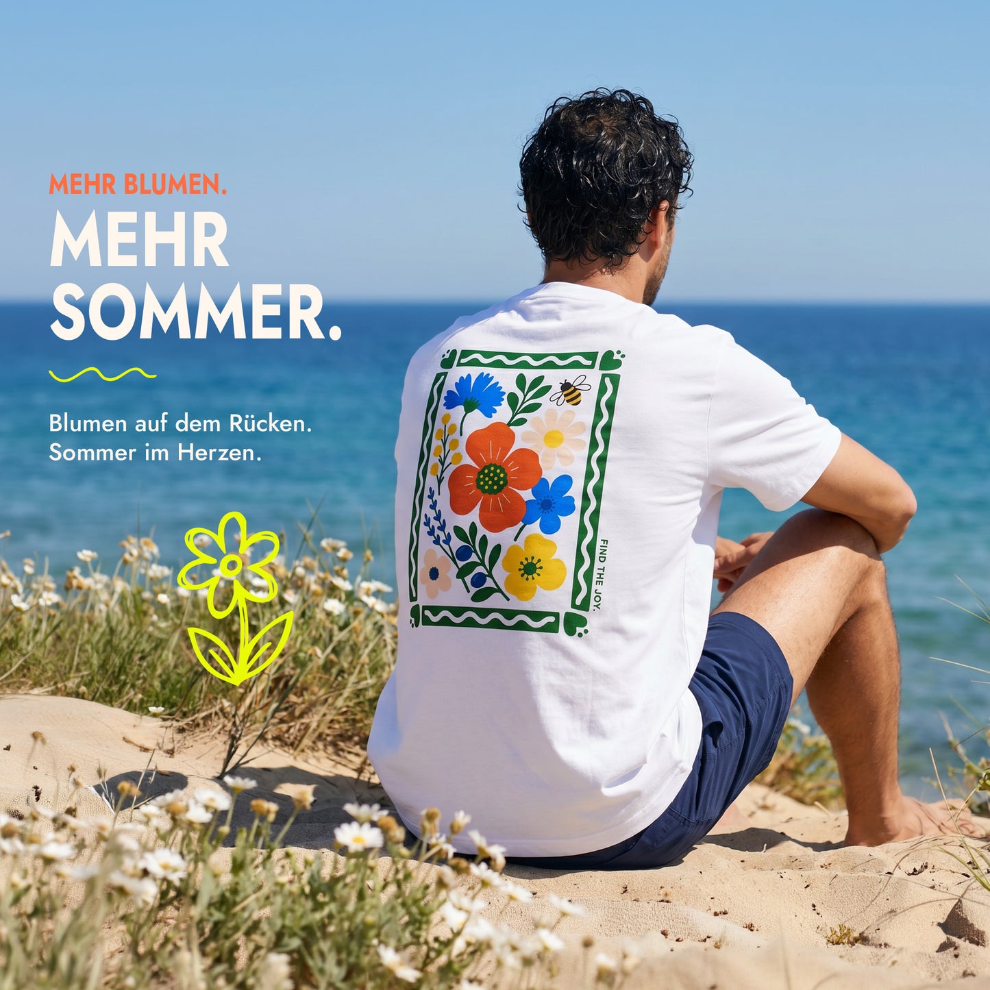 Unisex Relaxed T-Shirt Flower Rückenprint