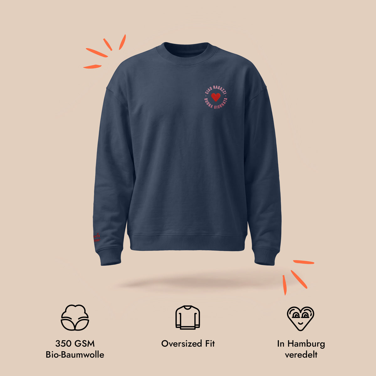 Unisex Oversized Sweatshirt Ciao Ragazzi Stick