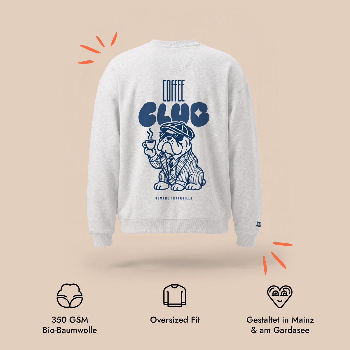 Unisex Oversized Sweatshirt Sempre Tranquillo Rückenprint & Stick