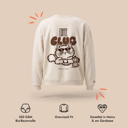 Unisex Oversized Sweatshirt Prima il Caffè Rückenprint & Stick
