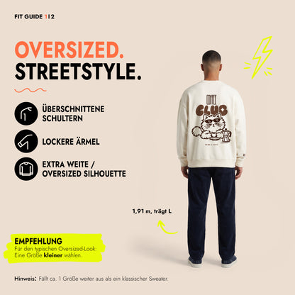 Unisex Oversized Sweatshirt Prima il Caffè Rückenprint & Stick