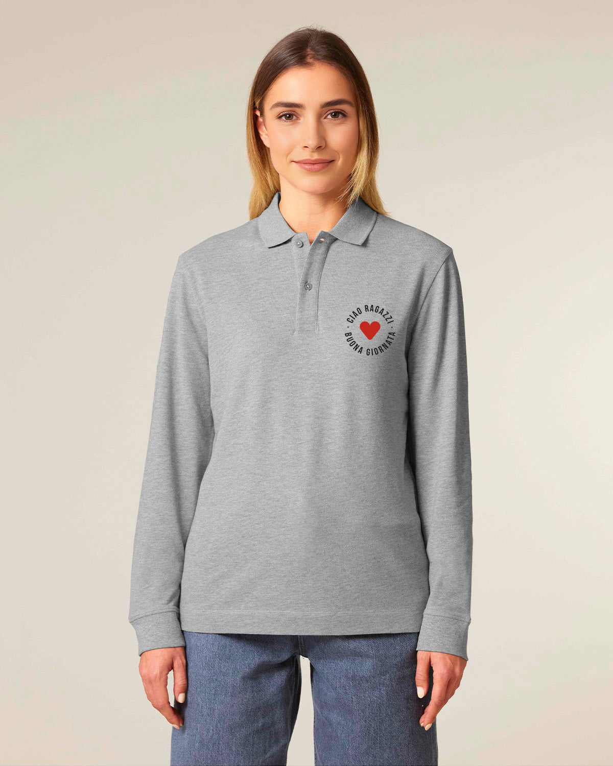 Unisex Longsleeve Polo Ciao Ragazzi Embroidery