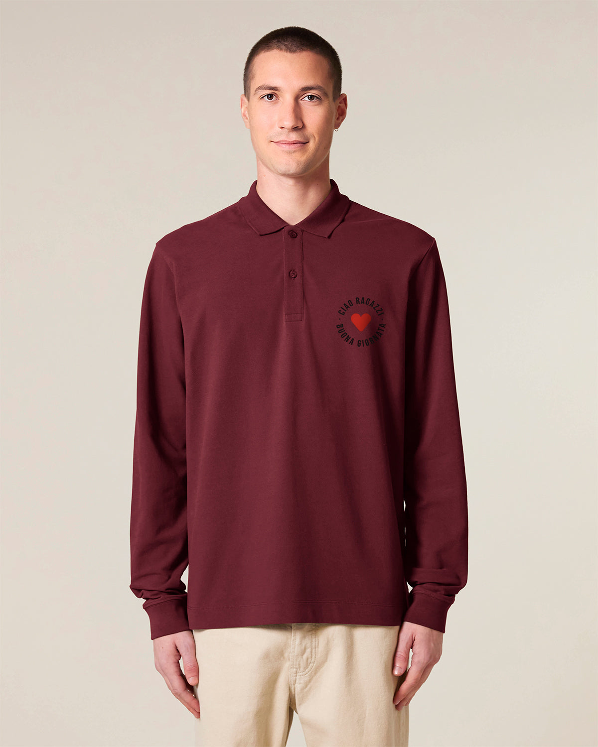 Unisex Longsleeve Polo Ciao Ragazzi Embroidery
