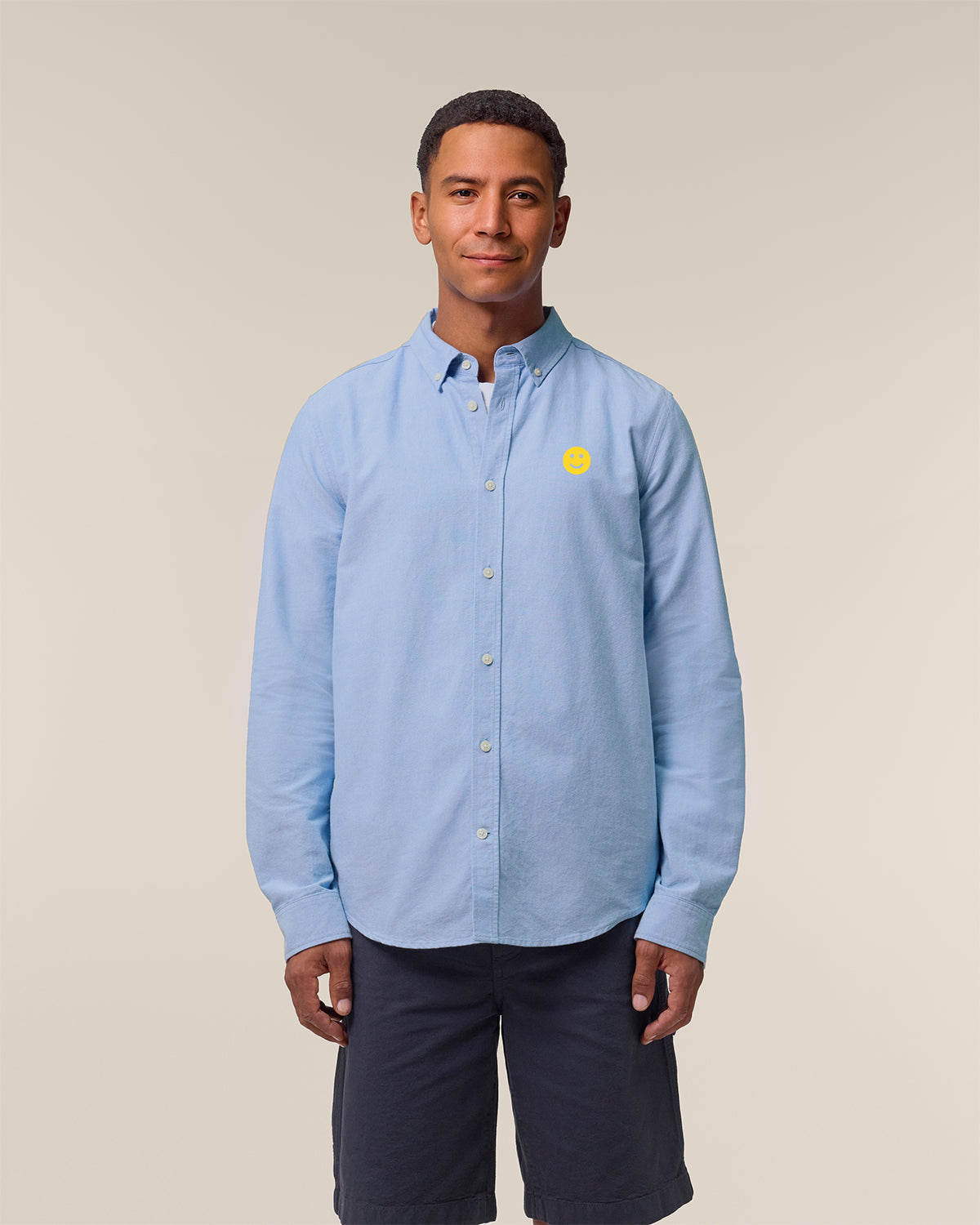 Men Oxford Shirt Smiley Embroidery