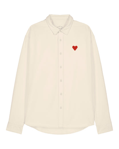 Unisex Worker Shirt Heart Embroidery