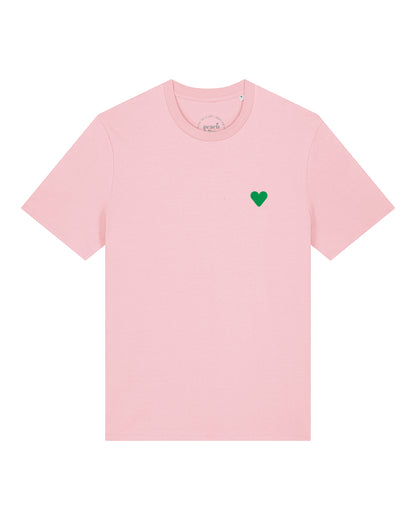 Unisex T-Shirt Green Heart Embroidery