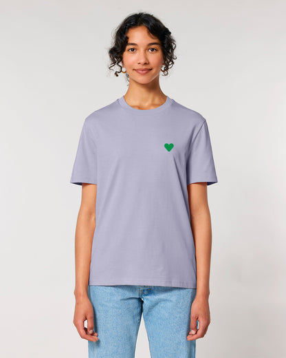 Unisex T-Shirt Green Heart Embroidery