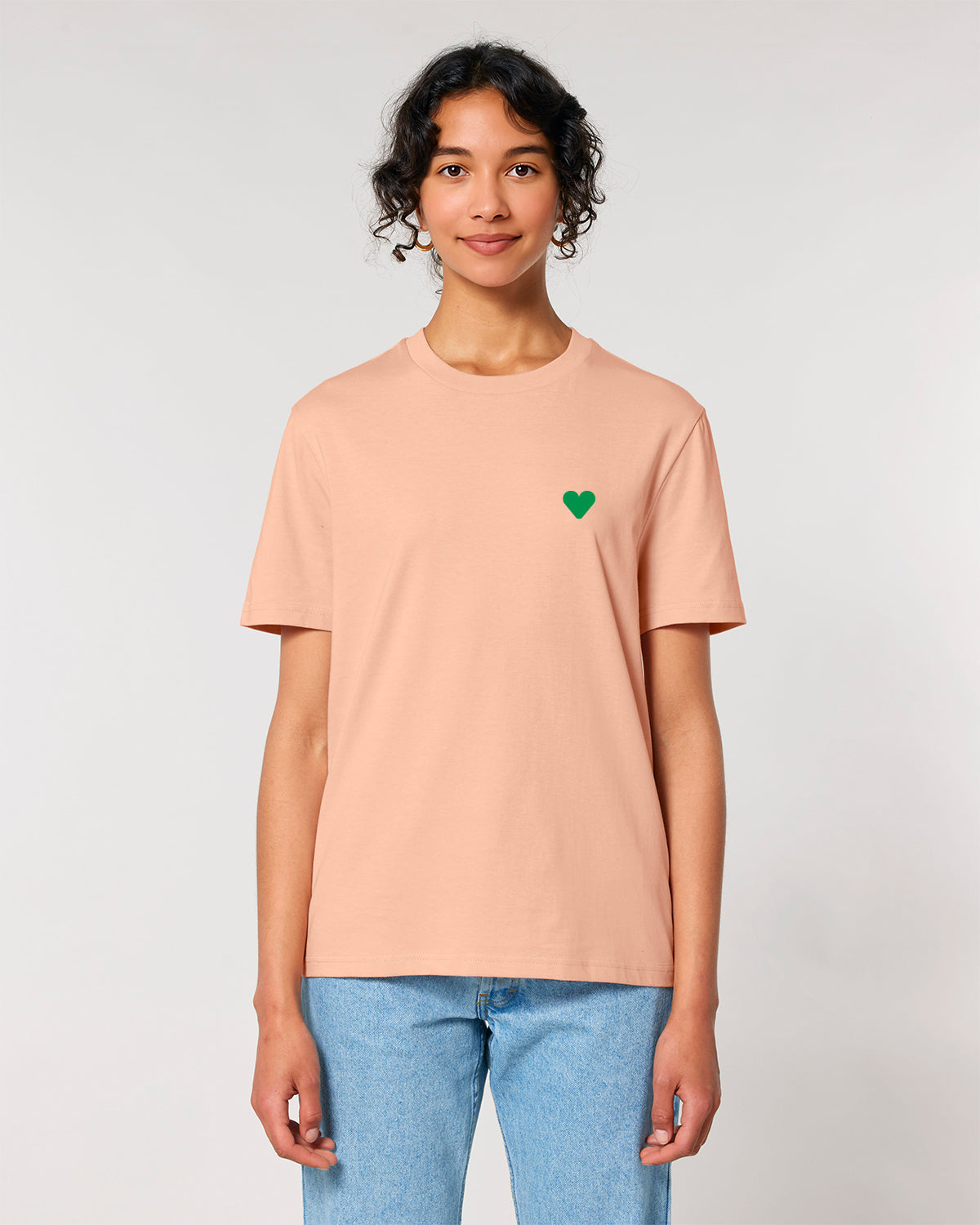 Unisex T-Shirt Green Heart Embroidery