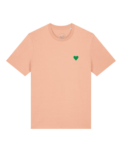 Unisex T-Shirt Green Heart Embroidery