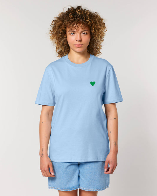 Unisex T-Shirt Green Heart Embroidery