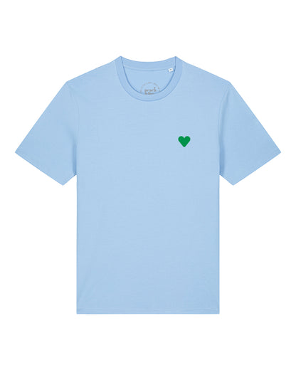 Unisex T-Shirt Green Heart Embroidery